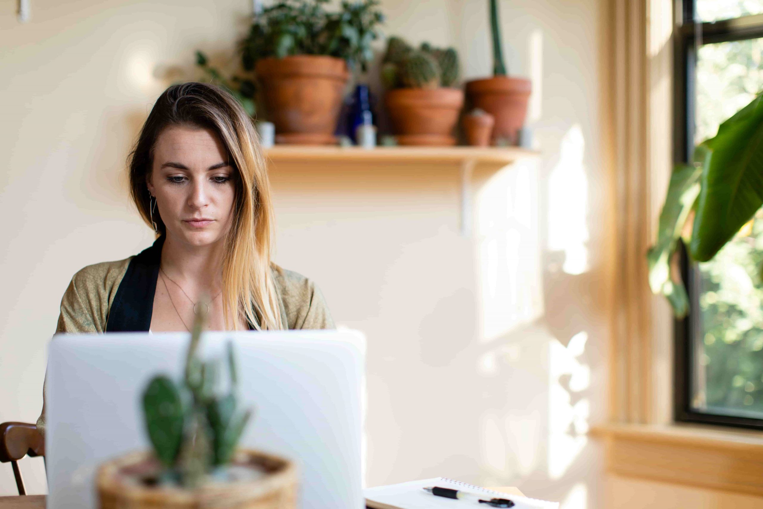 woman working from home